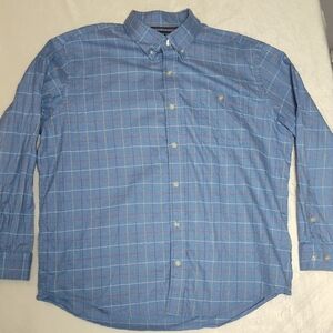 Orvis men's XL blue plaid long-sleeve button-down shirt classic fit